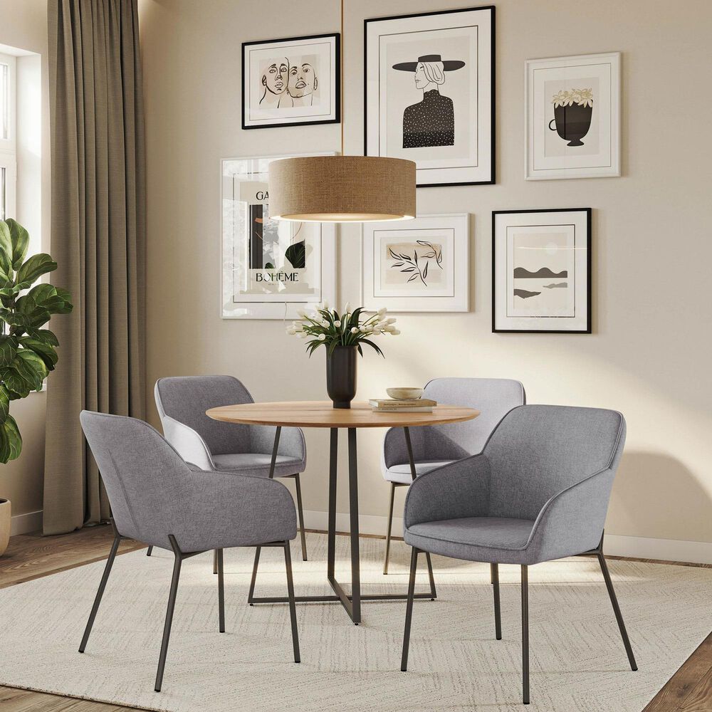 LumiSource Daniella Arm Chair with Grey Cushion in Black (Set of 2), , large