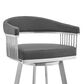 Blue River Chelsea 26" Swivel Counter Stool with Gray Cushion in Brushed Stainless Steel, , large