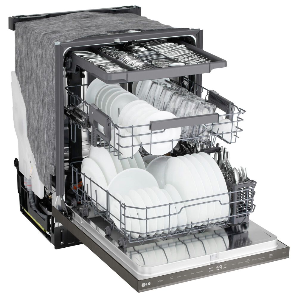 LG 24" Built-In Pocket Handle Dishwasher with SteamAssist in Black Stainless Steel, , large