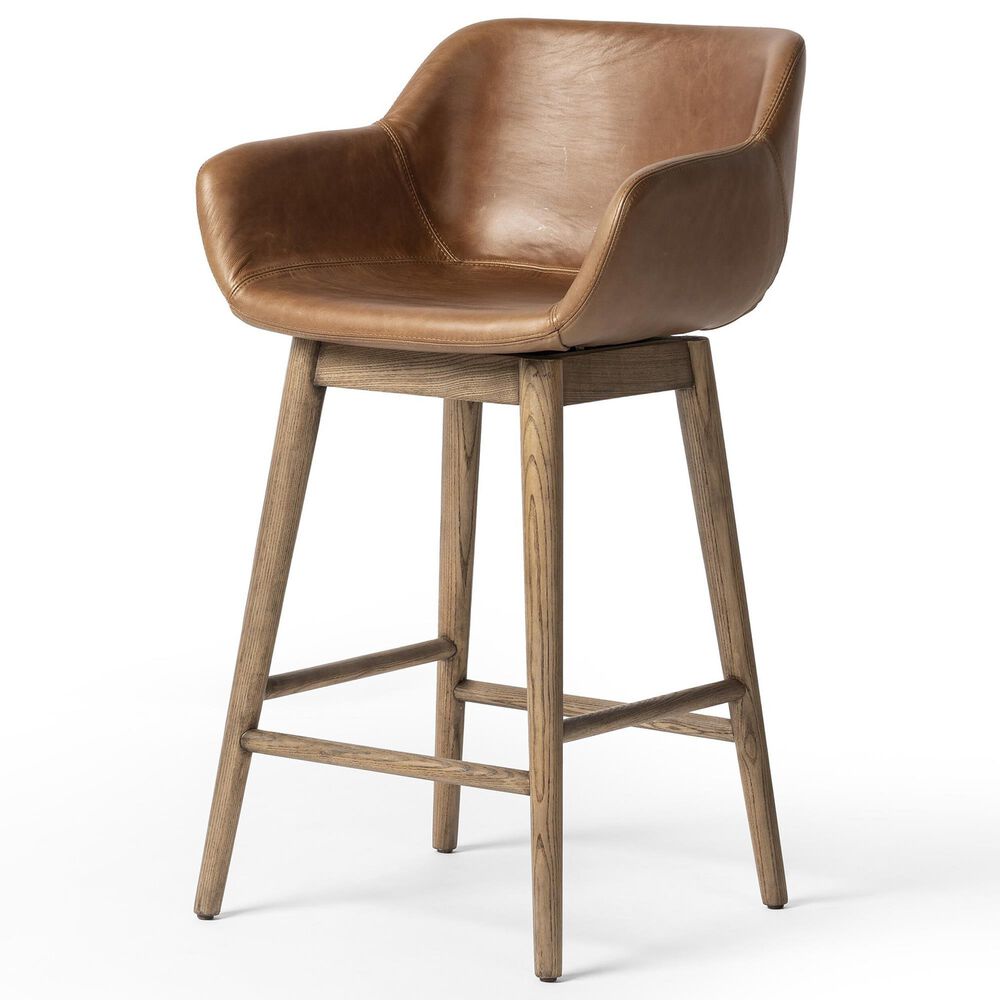 Four Hands Hannah Swivel Counter Stool in Amber Ash, , large