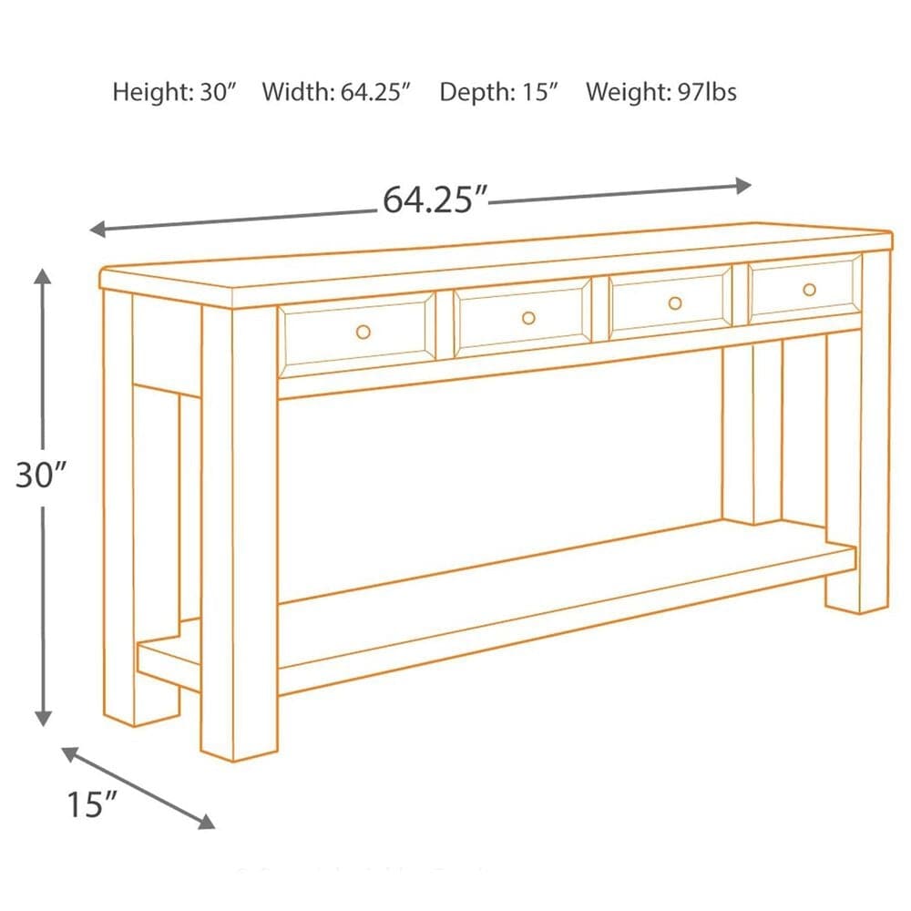 Ashley Gavelston 4-Drawer Sofa Table in Black, , large
