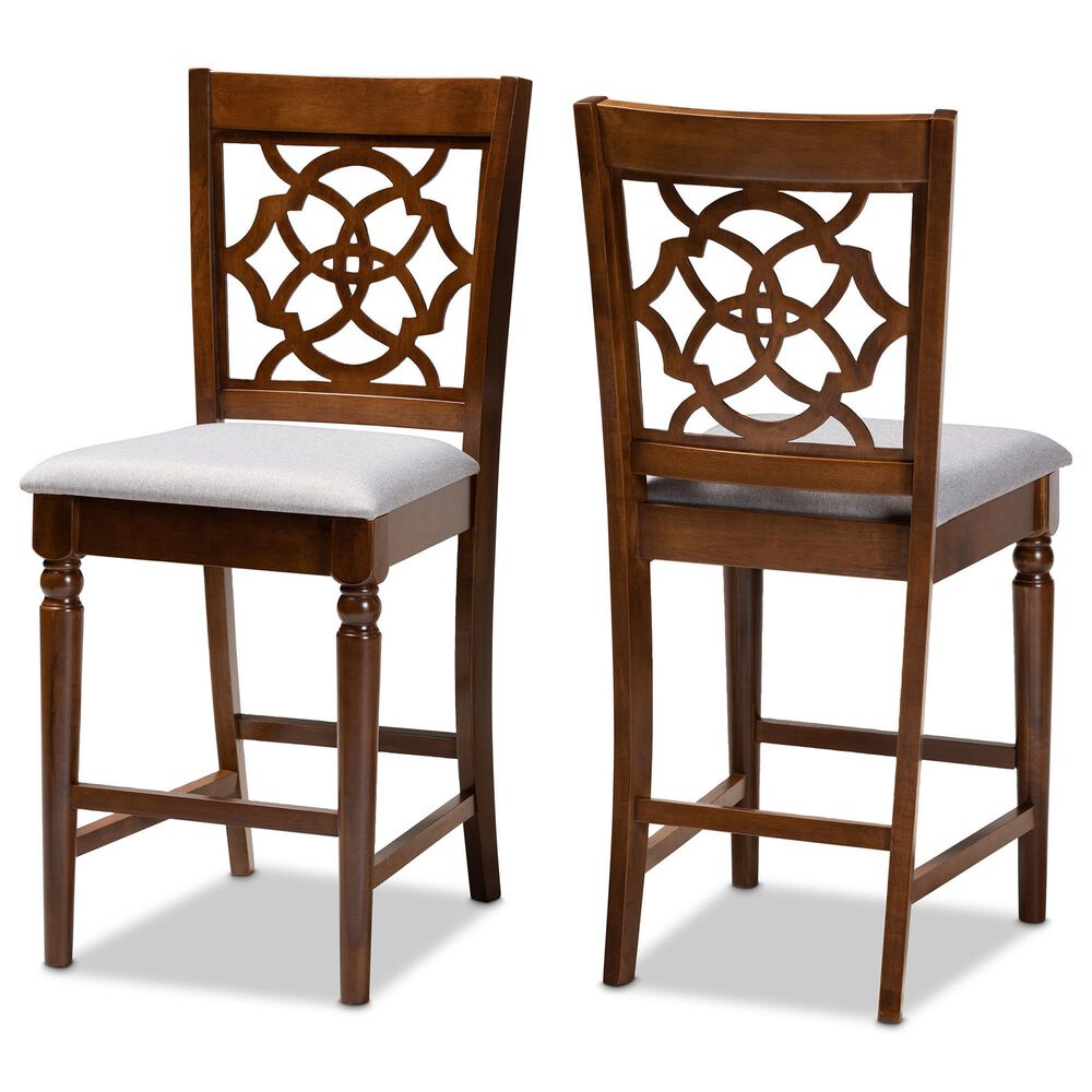 Baxton Studio Oscar Counter Pub Chair in Walnut Brown (Set of 2), , large