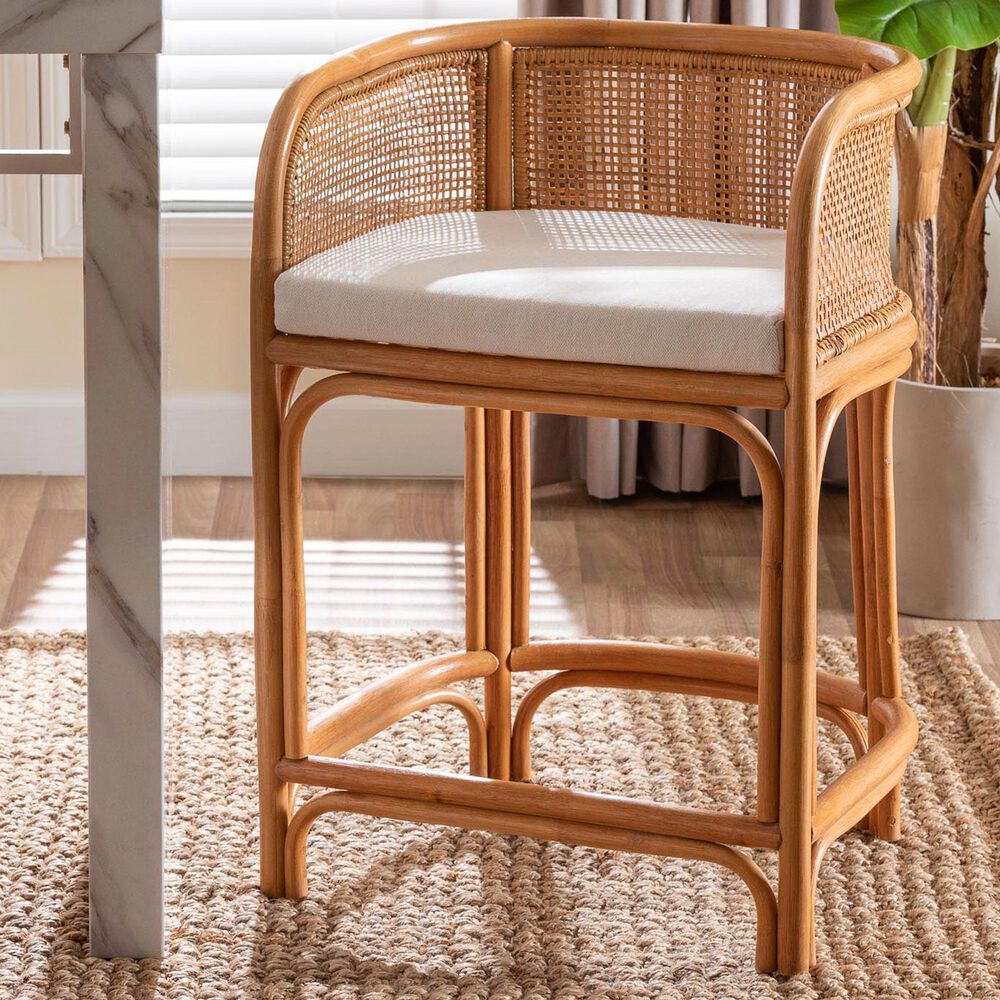Baxton Studio Aria Counter Stool in Light Honey, , large