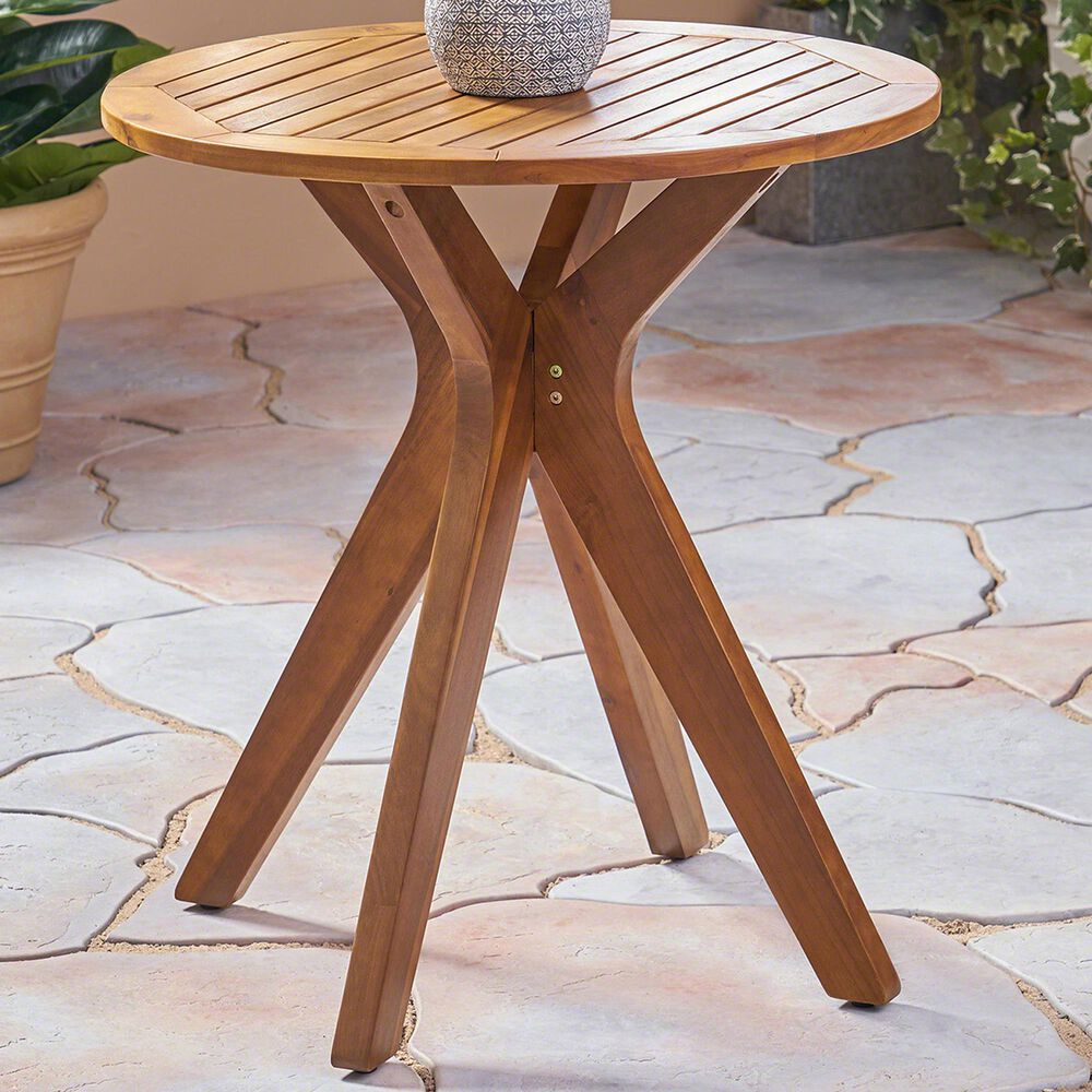 Hearth and Haven Stamford Patio Bistro Table in Teak, , large