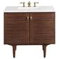 James Martin Vanities Amberly 36" Single Bathroom Vanity in Walnut with 3 cm White Zeus Quartz Top and Rectangular Sink, , large