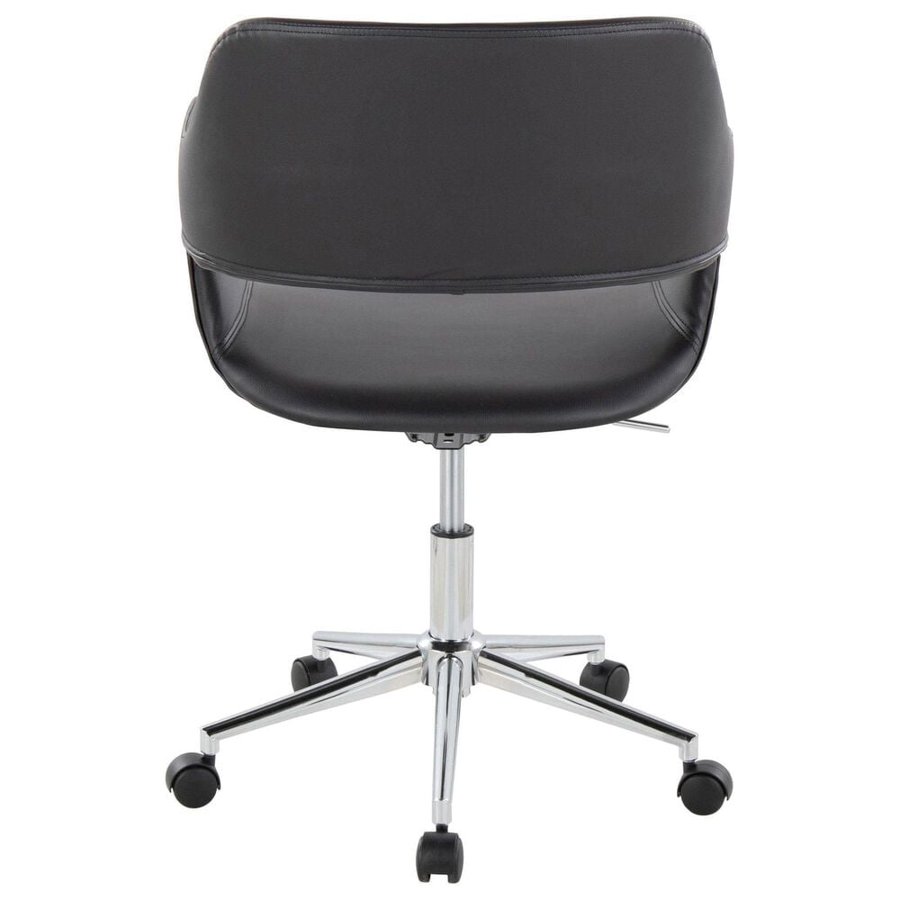 LumiSource Margarite Swivel Task Chair with Black Faux Leather Cushion in Chrome, , large
