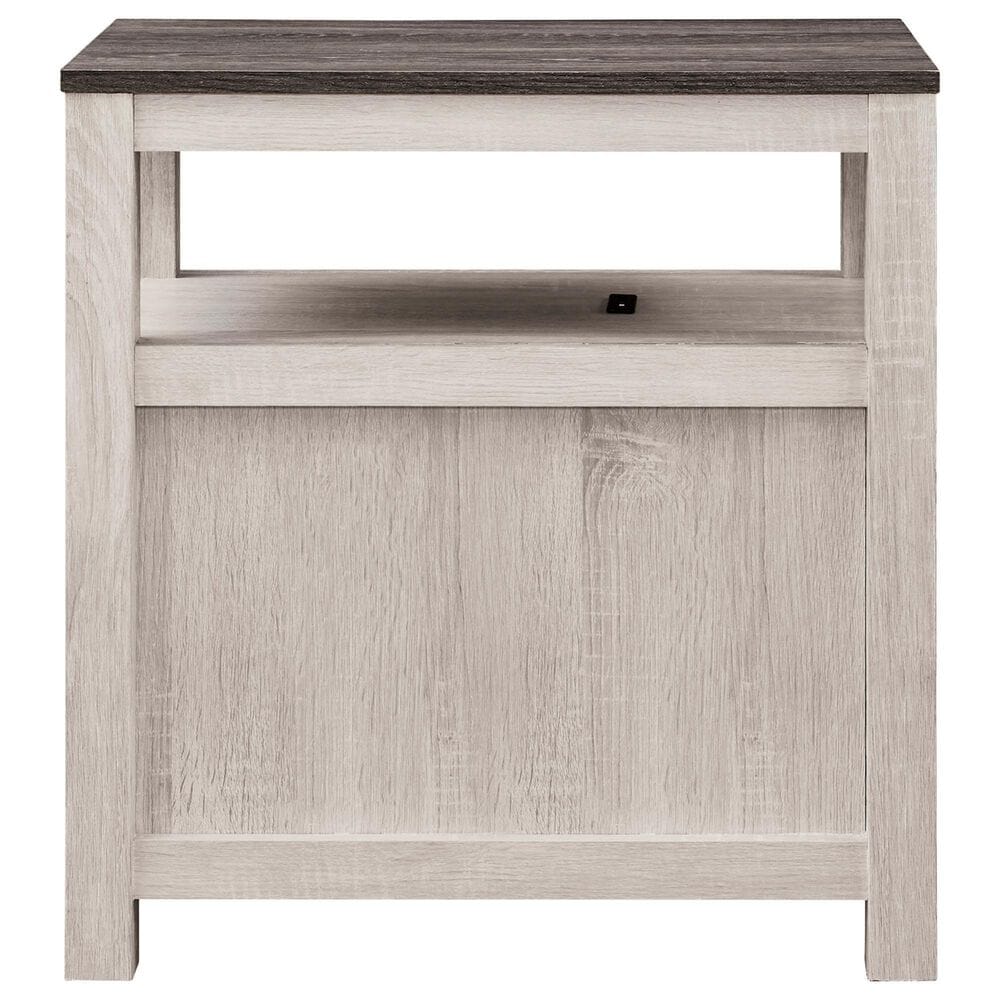 Ashley Fendenmore Chairside End Table in Antiqued White and Gray, , large