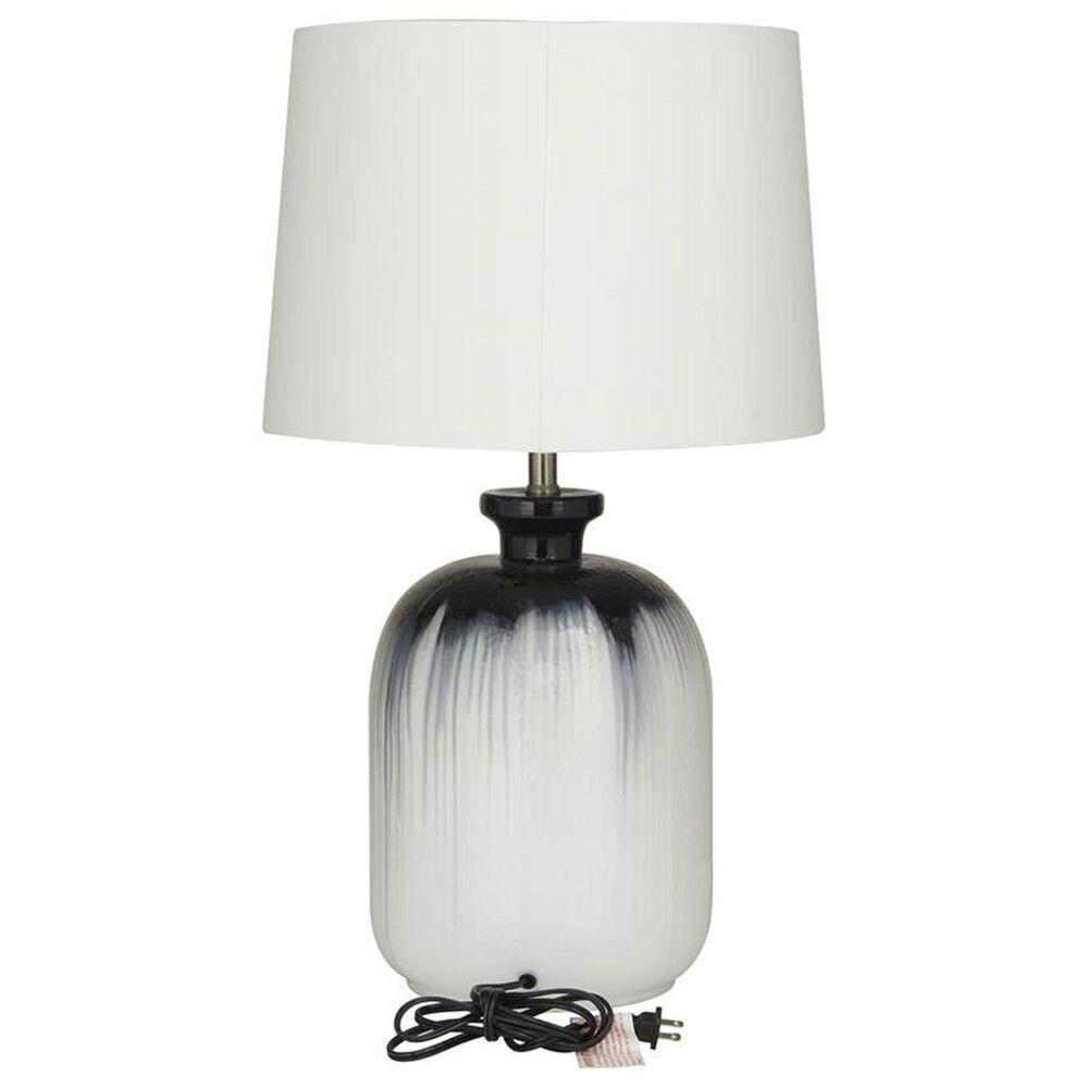 Maple and Jade Glass Rounded Cylinder Table Lamp in White and Black Ombre, , large