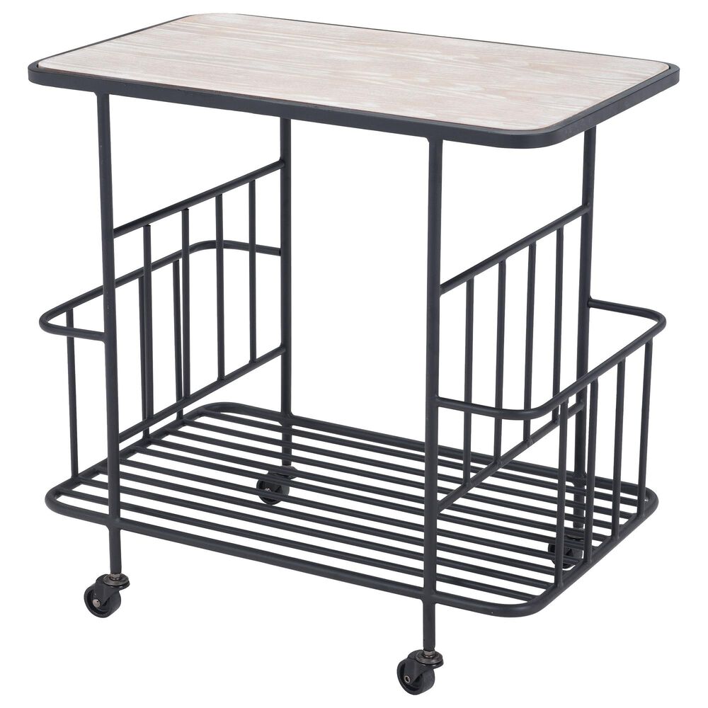 Zuo Modern Argus Bar Cart in Whitewashed and Black, , large