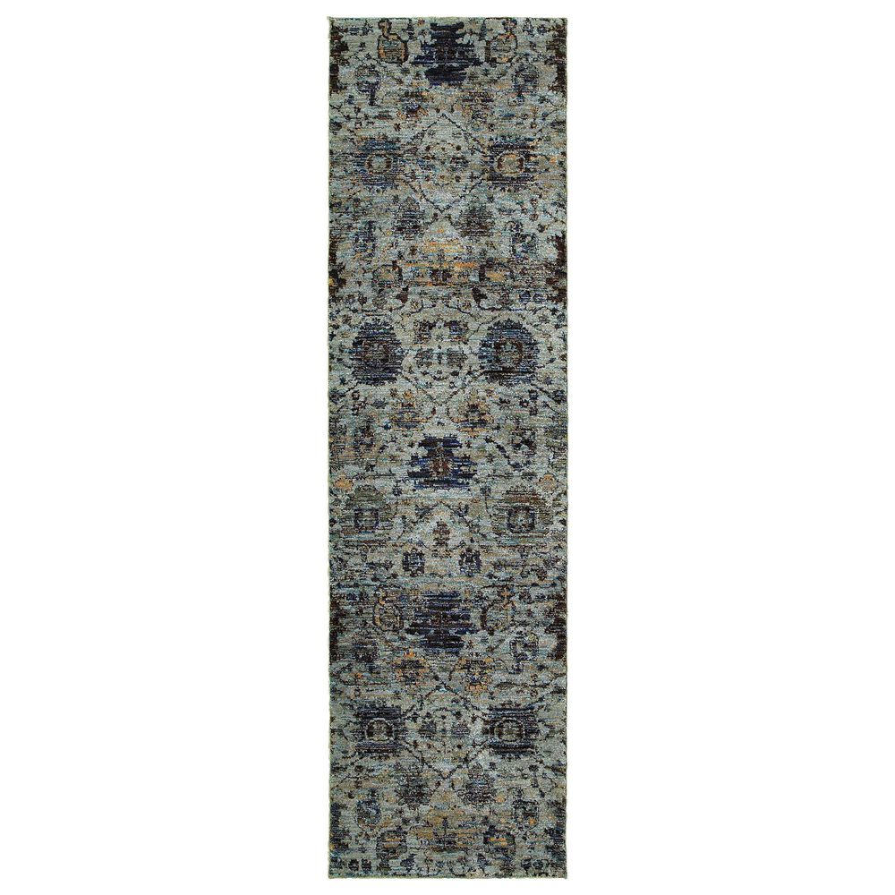 Oriental Weavers Andorra 7120A 2&#39;3&quot; x 8&#39; Blue Runner, , large