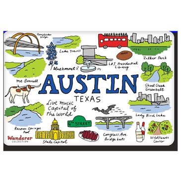 1 Brilliant Gift Wanderer Austin Texas Glass Cutting Board in White, , large