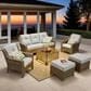HOMLUX 6-Piece Patio Conversation Set with Coffee Table in Light Grey, , large