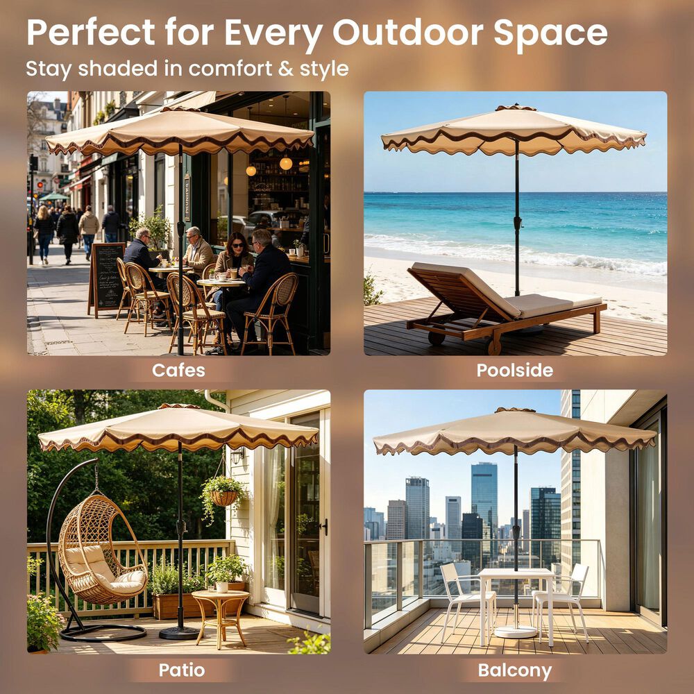 HOMLUX 10' Patio Umbrella in Khaki, , large