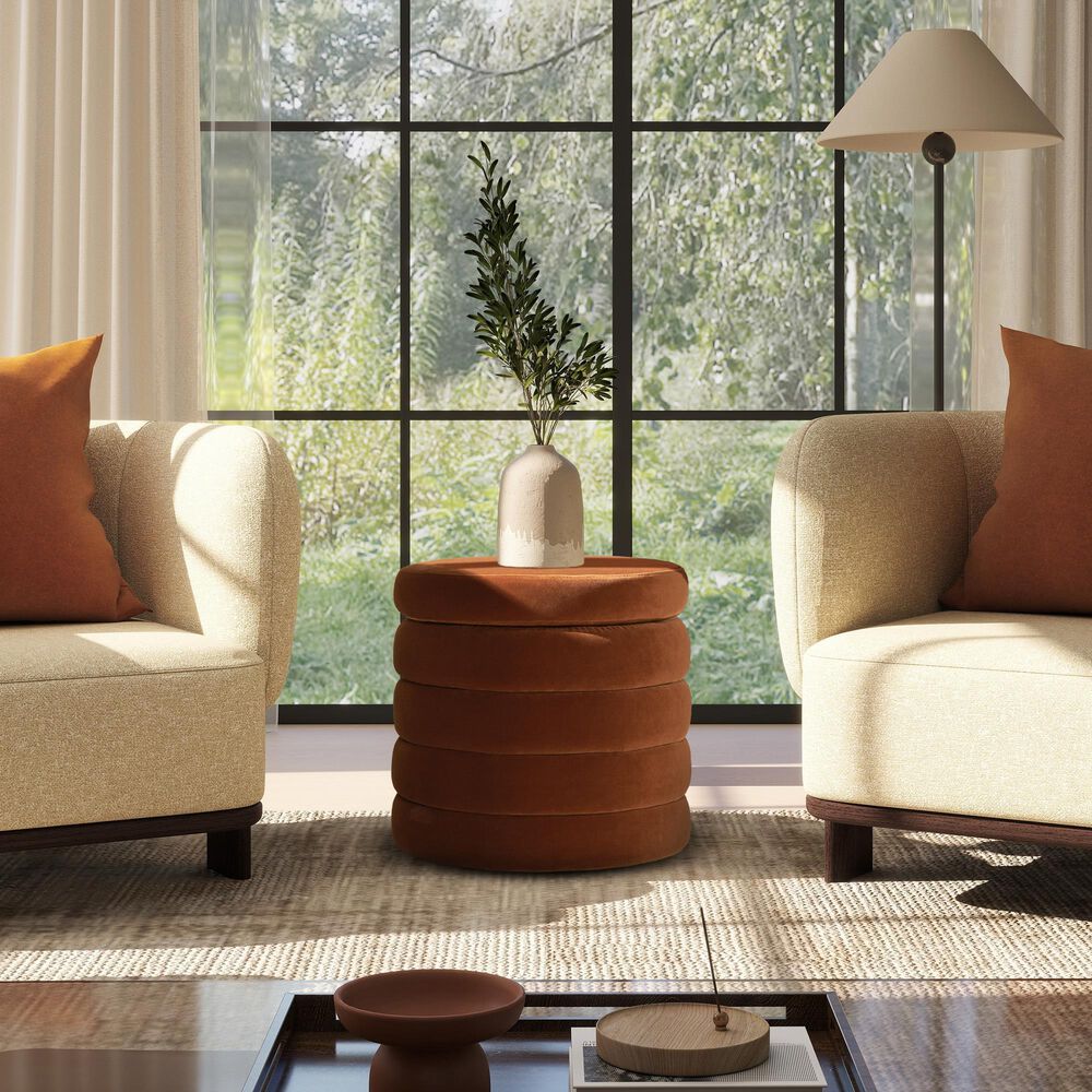 Jennifer Taylor Home Fuji Storage Ottoman in Burnt Orange, , large
