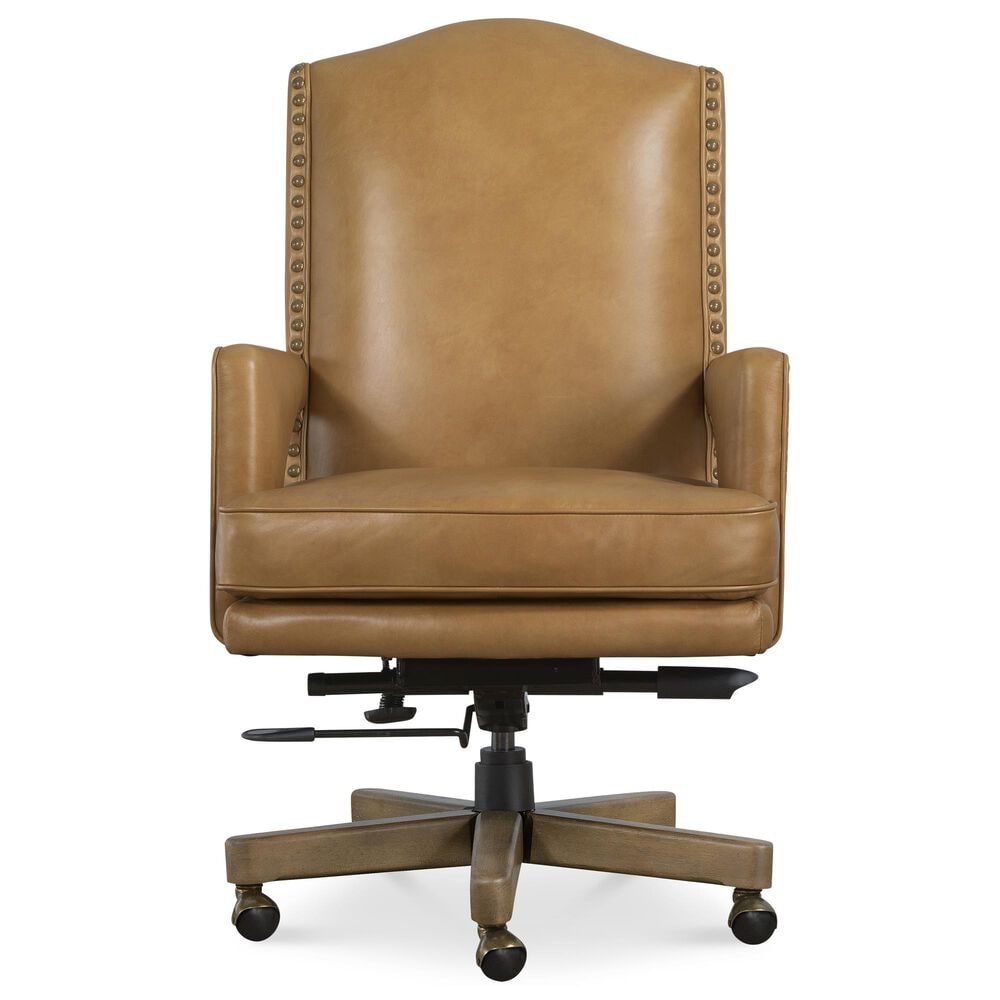 Hooker Furniture Rochelle Executive Swivel Tilt Chair in Warm Brown and Antique Gold, , large