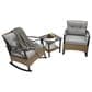 Hearth and Haven 3-Piece Patio Chat Set with Gray Cushion in Black, , large