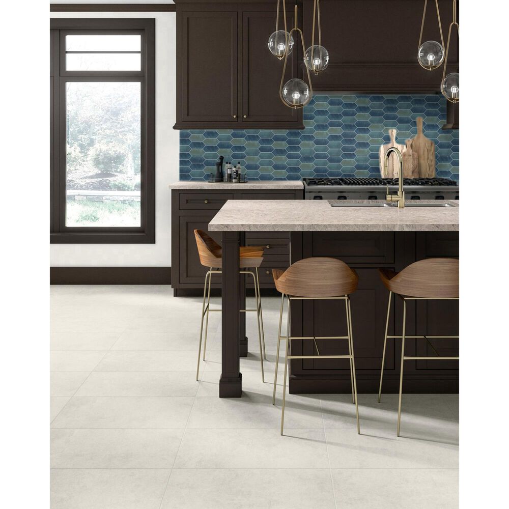 Dal-Tile Miramo Aqua 2&quot; x 5&quot; Picket Undulated on 12.25&quot; x 11.125&quot; Ceramic Mosaic Sheet, , large