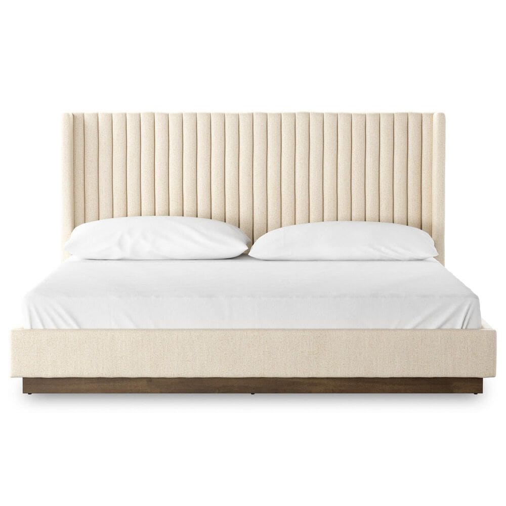 Four Hands Montgomery Queen Wingback Platform Bed in Thames Cream, , large