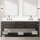 Lexora Home Norwalk 80" Double Bathroom Vanity in Brown Oak with White Cultured Marble Top  and Rectangle Sink, , large