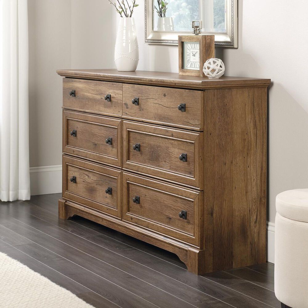 Sauder Palladia 6 Drawer Dresser in Vintage Oak, , large