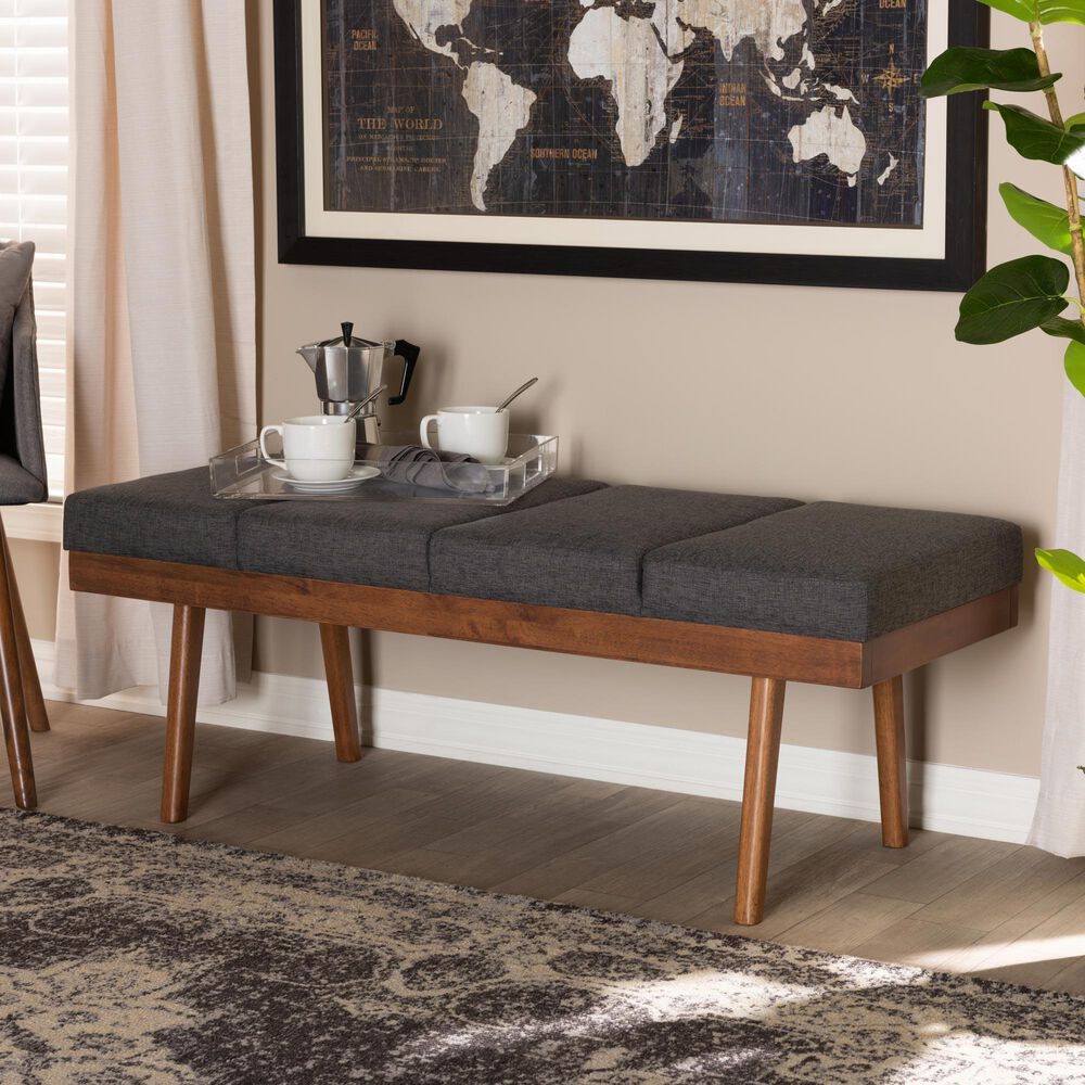 Baxton Studio Larisa Accent Bench in Charcoal, , large