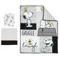 Lambs and Ivy Classic Snoopy 3-Piece Baby Crib Bedding Set in White, Black and Gray, , large