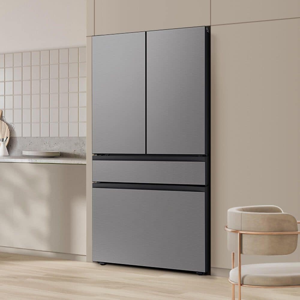 Samsung 22.9 Cu. Ft. Bespoke Counter Depth 4-Door French Door Refrigerator with Inner Beverage Center &amp; FlexZone Drawer in Stainless Steel, , large