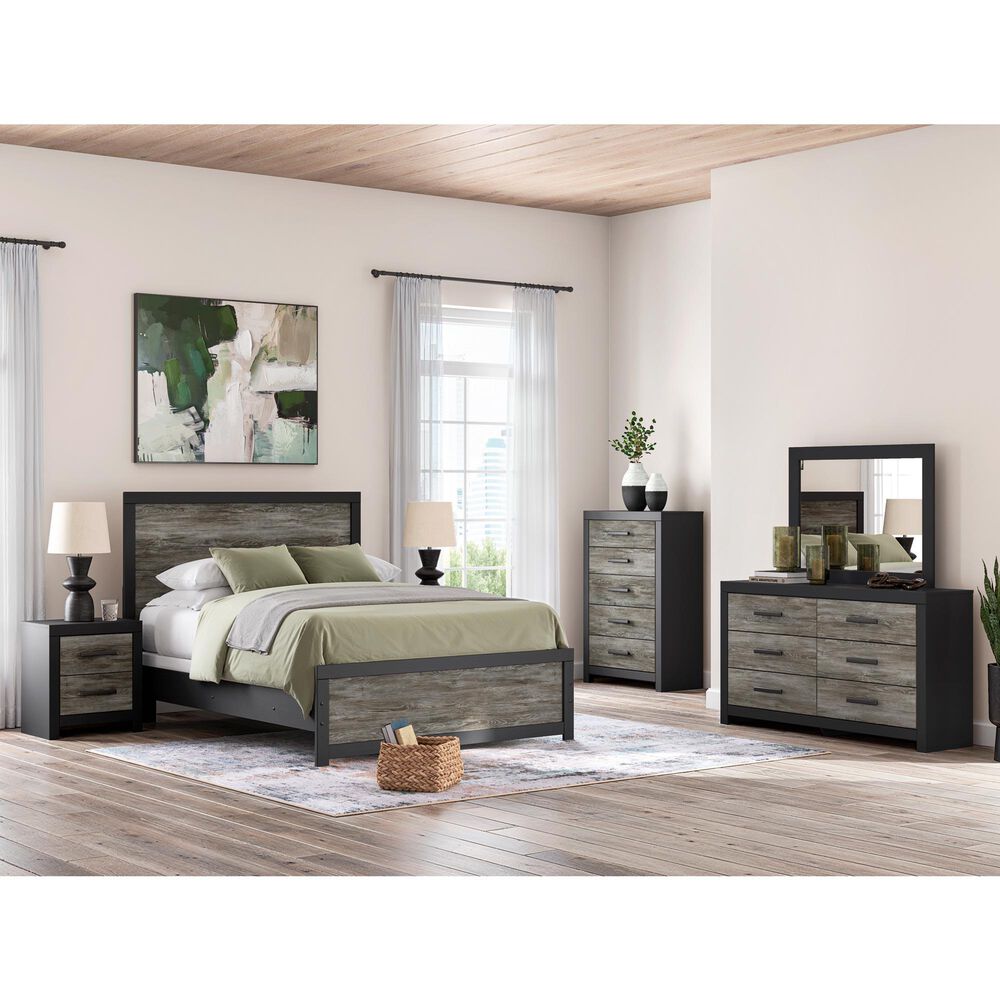 Ashley Broachmyn 4-Piece Queen Panel Bedroom Set in Black and Gray, , large