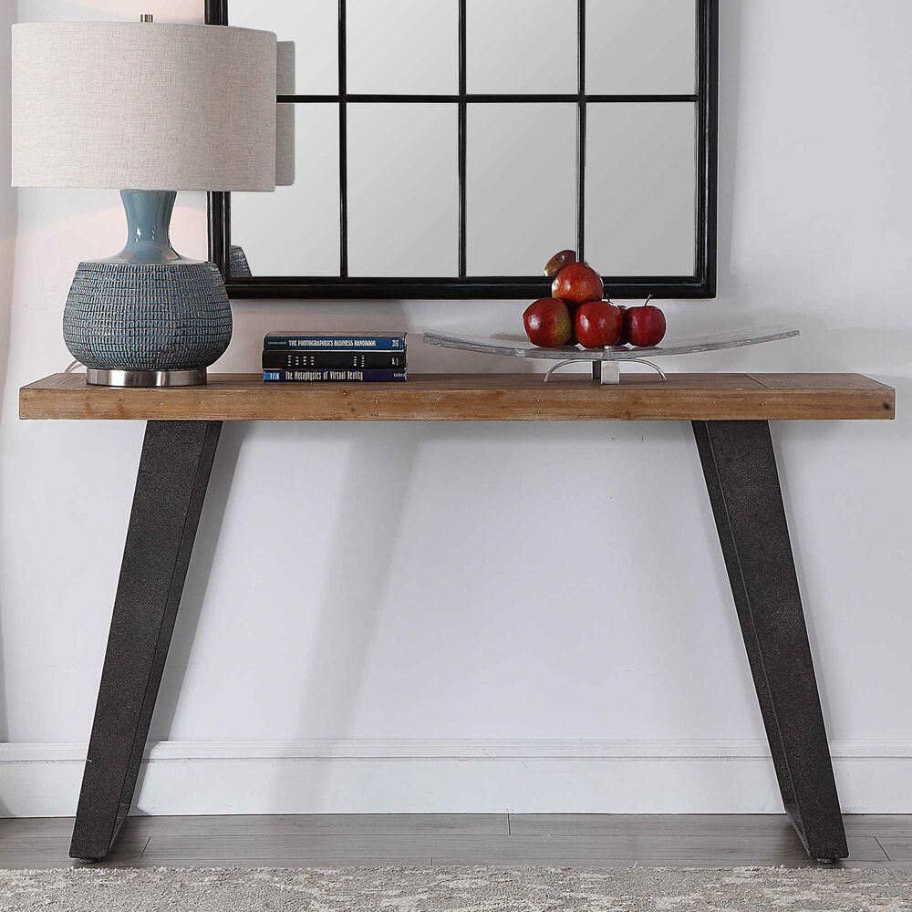 Uttermost Freddy Console Table in Weathered Oak and Black, , large