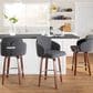 LumiSource Dahlia Swivel Counter Stool with Grey Upholstery in Walnut and Chrome (Set of 2), , large