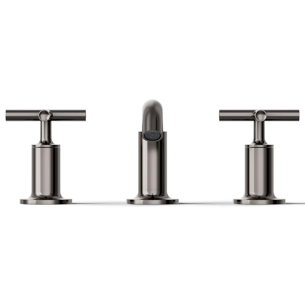 Kohler Purist Widespread Bathroom Sink Faucet with Cross Handles and Low Gooseneck Spout in Vibrant Titanium, , large