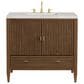James Martin Vanities Myrrin 36" Vanity in Mid-Century Walnut with 3 cm Victorian Silver Quartz Top, , large
