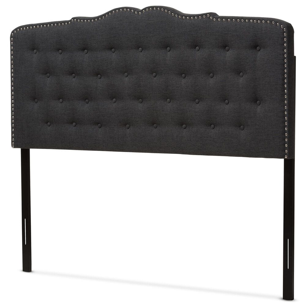 Baxton Studio Lucy King Panel Headboard in Dark Grey, , large