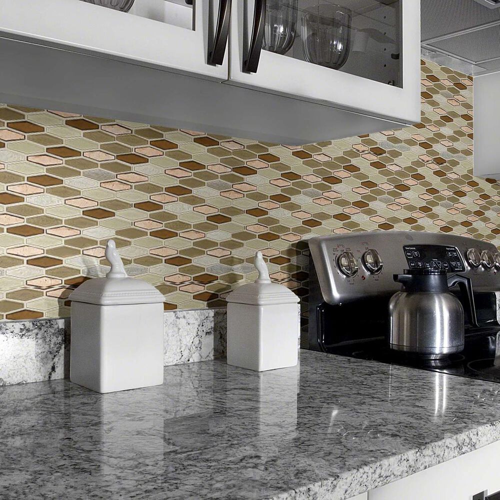 Shaw Molten Stretch Hexagon Penny 11.77" x 11.81" Glass Mosaic Sheet, , large