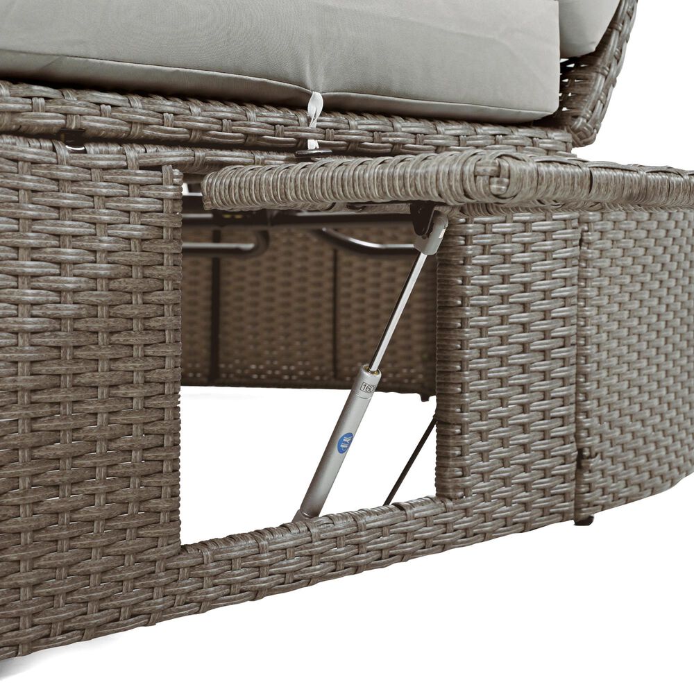 HOMLUX 2-Person Outdoor Daybed with Adjustable Backrests and Foldable Cup Trays in Gray, , large