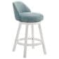 Armen Living Erika Swivel Counter Height Stool with Light Blue Upholstery in White, , large