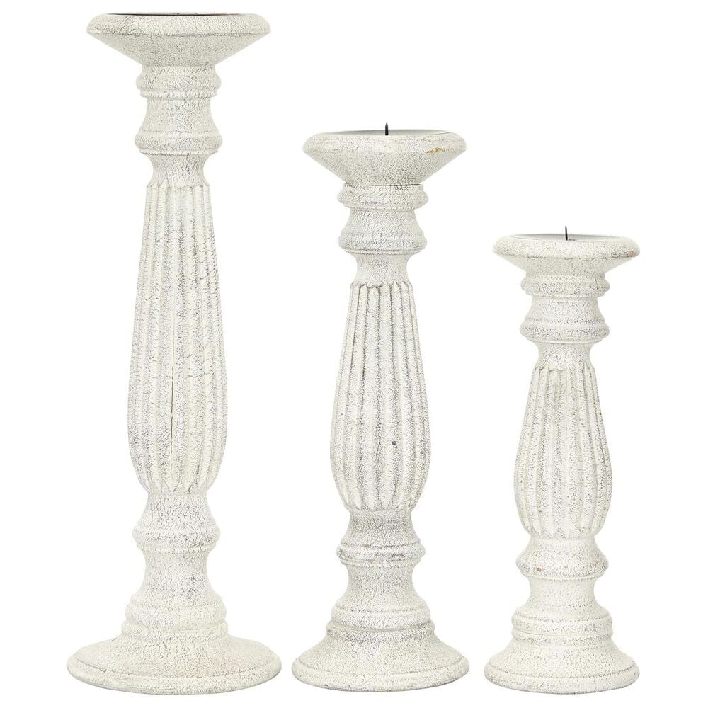 Maple and Jade 12", 15", 18" Decorative Candle Holder in White (Set of 3), , large
