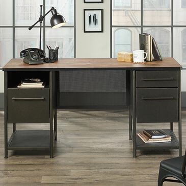 Sauder Boulevard Cafe Executive Desk in Vintage Oak and Black, , large