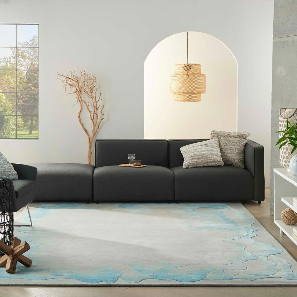 Nourison Prismatic 5&#39;6&quot; x 7&#39;5&quot; Sea Mist Blue Area Rug, , large