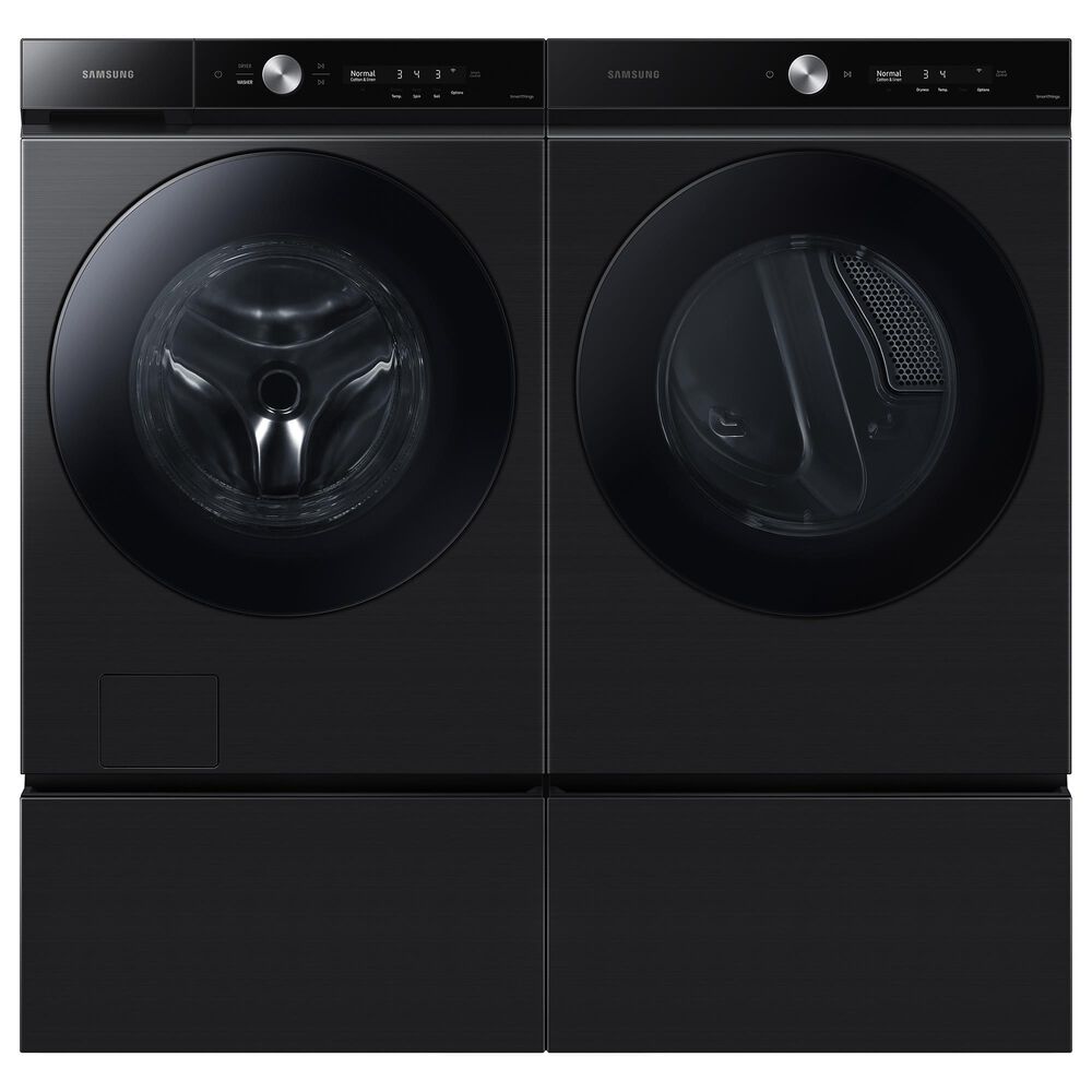 Samsung Bespoke 5.3 Cu. Ft. Front Load Washer and 7.6 Cu. Ft. Electric Dryer Laundry Pair with Stacking Kit in Brushed Black, , large