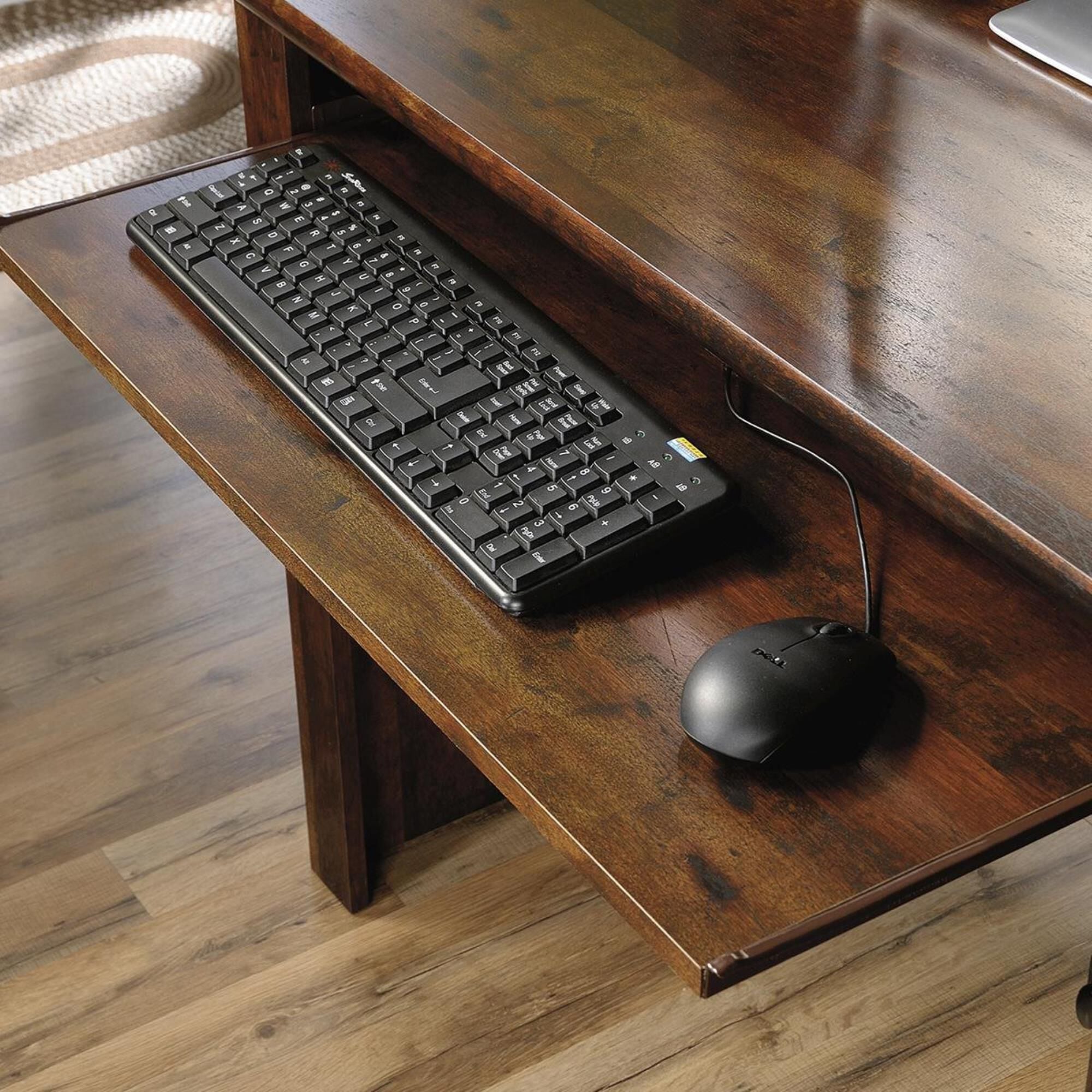 Cherry wood computer outlet desk with hutch