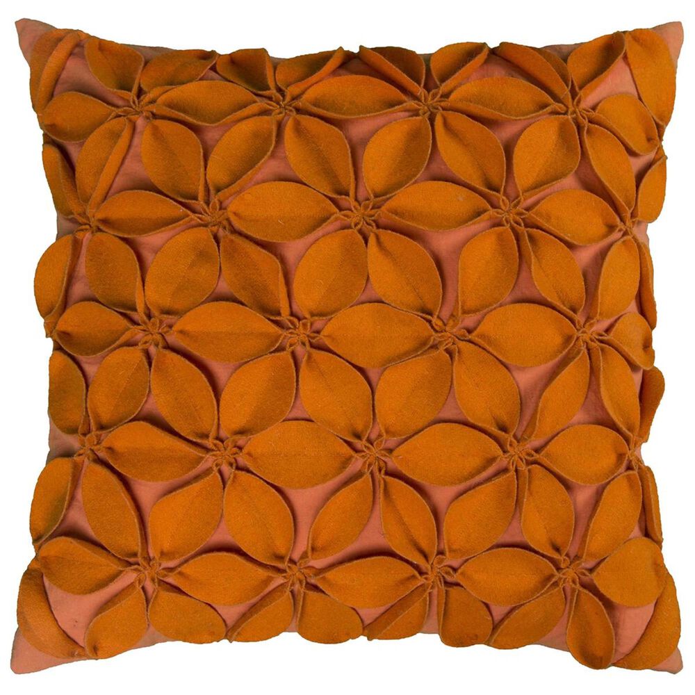 Rizzy Home 18" x 18" Pillow Cover in Orange with Flowers Design, , large