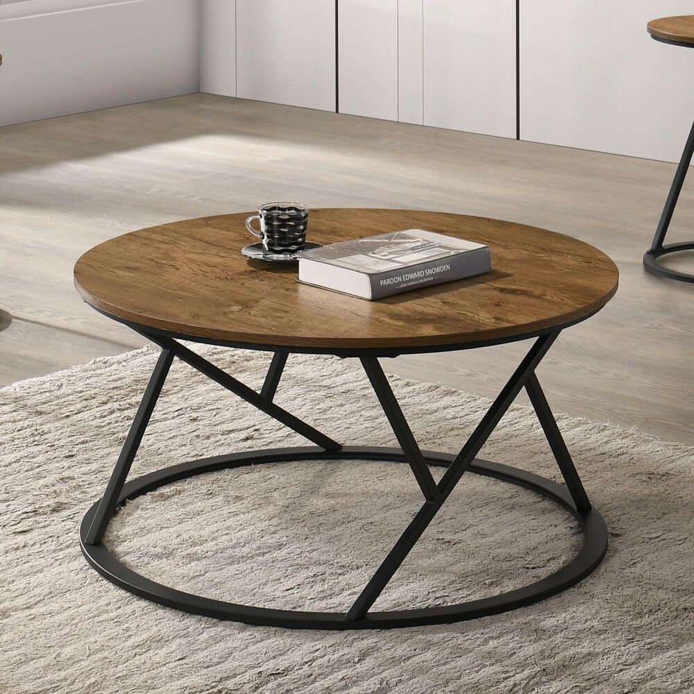 Furniture of America Verat 3-Piece Table Set in Natural and Black, , large
