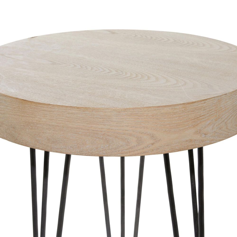 Maple and Jade Round Accent End Table in Brown and Black, , large