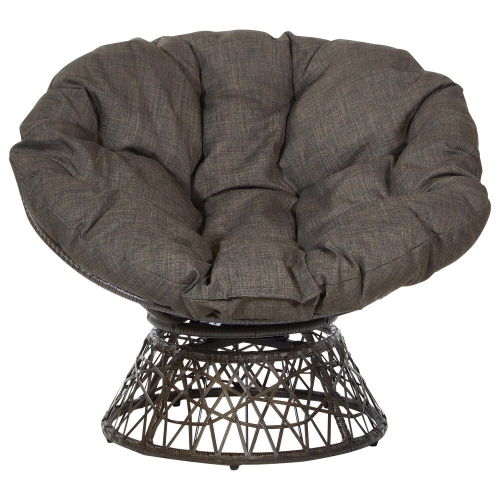 Valor Living Papasan Swivel Chair in Brown, , large