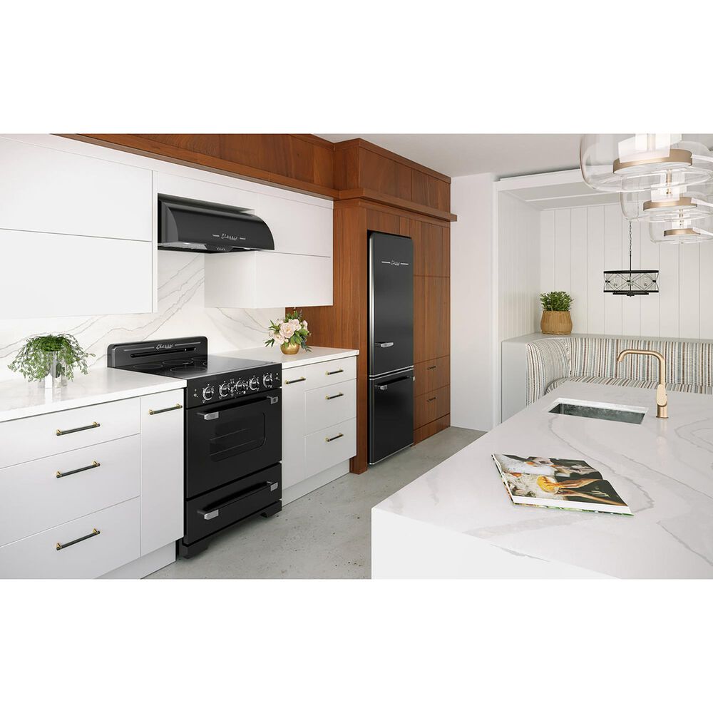 Unique Appliances Classic Retro 30" Radiant Electric Glass Top Convection Range in Midnight Black, , large