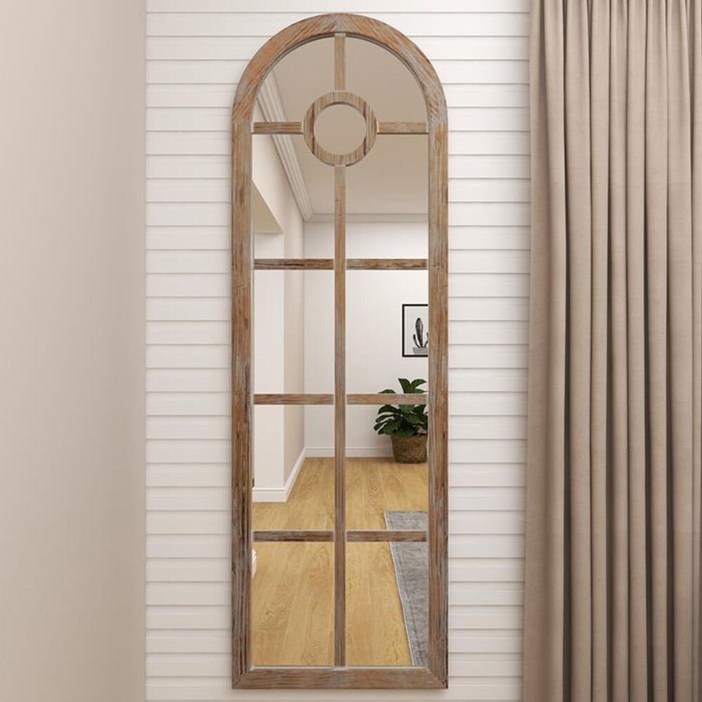 Maple and Jade Arch Wall Mirror in Brown, , large
