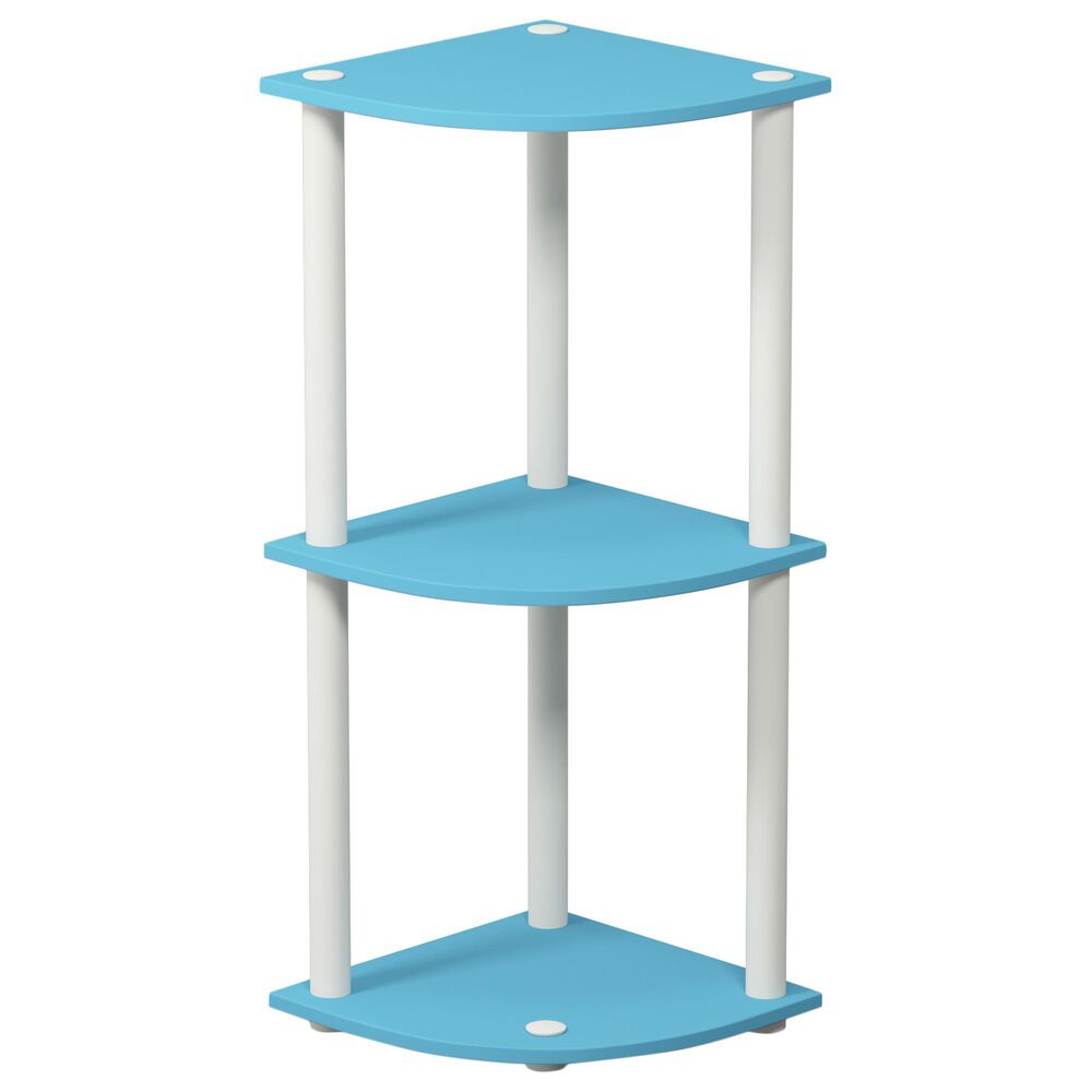 HOMLUX Turn-N-Tube 3-Tier Corner Bookshelf in Light Blue and White, , large