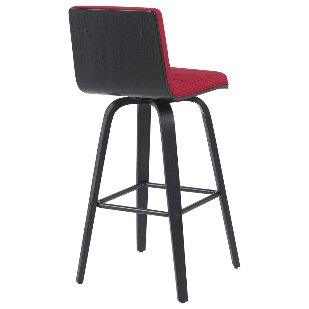 Armen Living Vienna Swivel Bar Height Stool with Red Upholstery in Black Brushed, , large