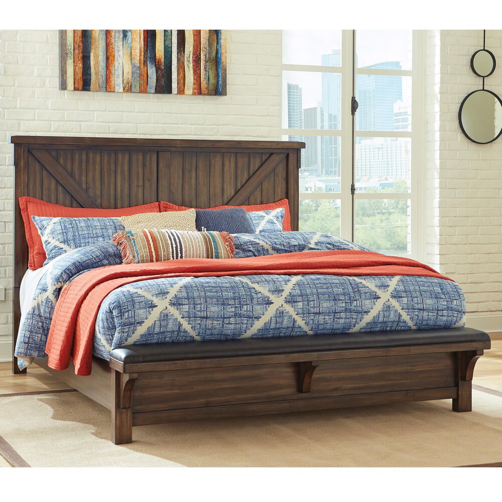 Signature Design by Ashley Lakeleigh King Panel Bed with Bench Footboard in Brown, , large
